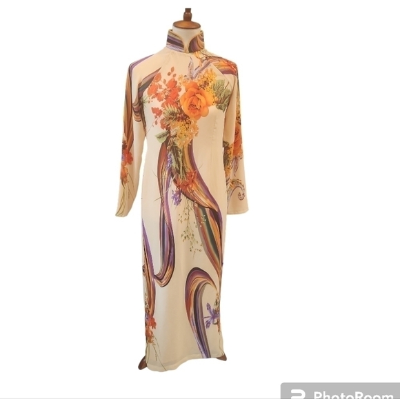 Vintage Dresses & Skirts - Asian Inspired Yellow Silk Overdress